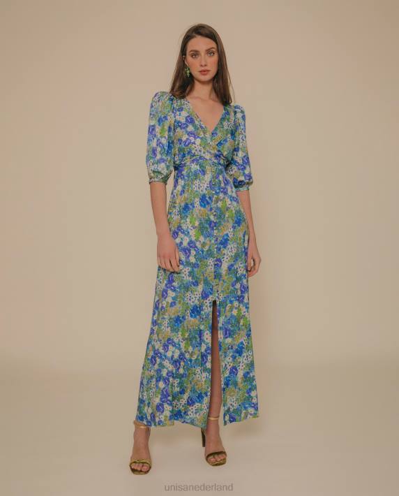 Unisa 02B01248 vloeiende midi-jurk vrouwen blauw