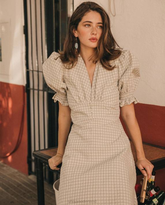 Unisa 02B01251 midi-jurk met v-hals vrouwen mode