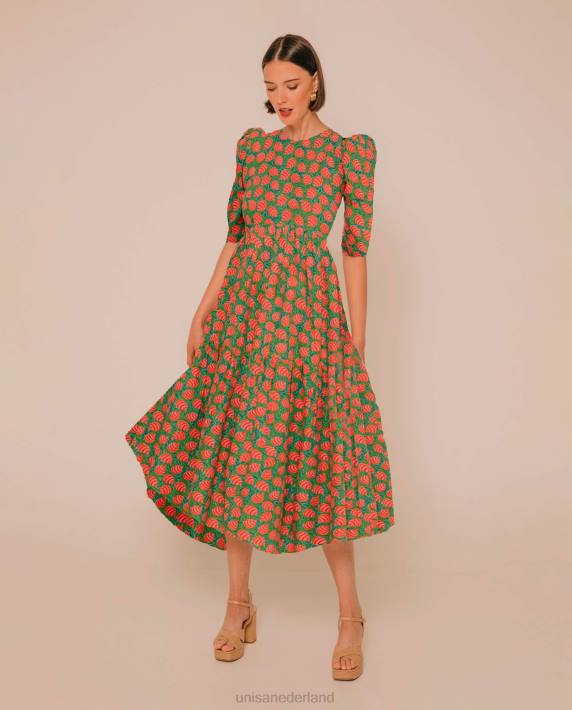 Unisa 02B01254 jurk met een asymmetrische rok vrouwen groente