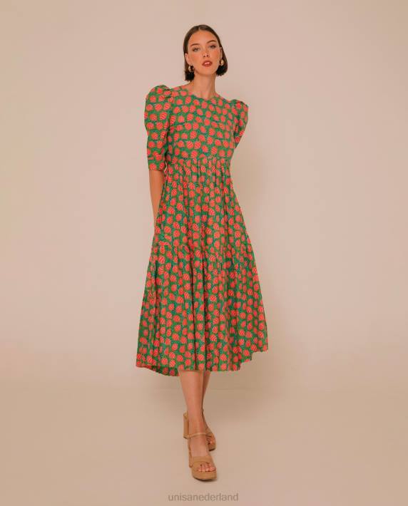 Unisa 02B01254 jurk met een asymmetrische rok vrouwen groente