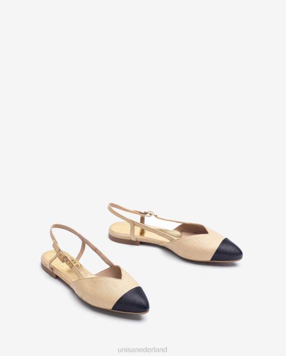 Unisa 02B01321 tweekleurige platte slingback schoen vrouwen bevallig