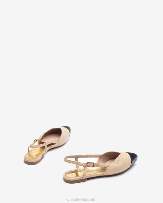 Unisa 02B01321 tweekleurige platte slingback schoen vrouwen bevallig