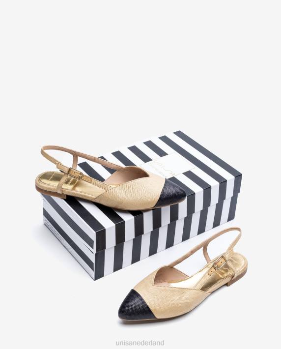 Unisa 02B01321 tweekleurige platte slingback schoen vrouwen bevallig