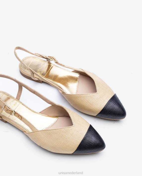 Unisa 02B01321 tweekleurige platte slingback schoen vrouwen bevallig