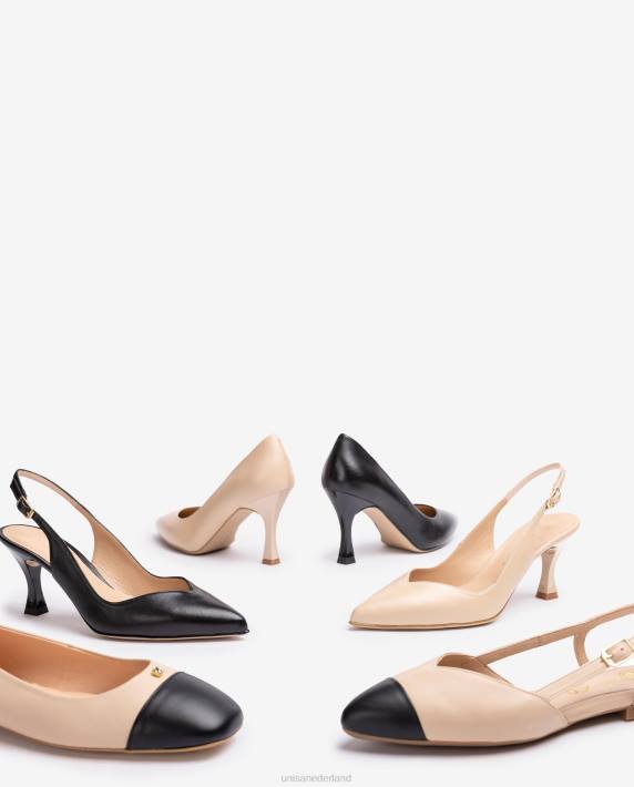Unisa 02B0493 tweekleurige platte slingback schoen vrouwen beige