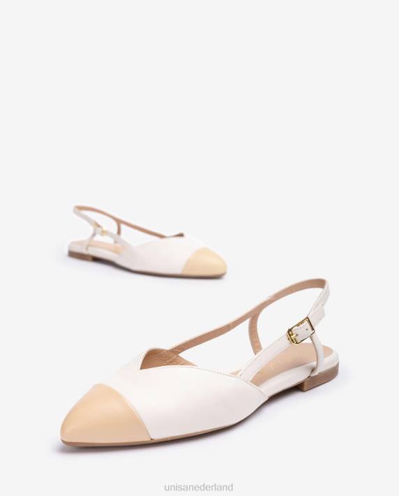 Unisa 02B0494 tweekleurige platte slingback schoen vrouwen wit