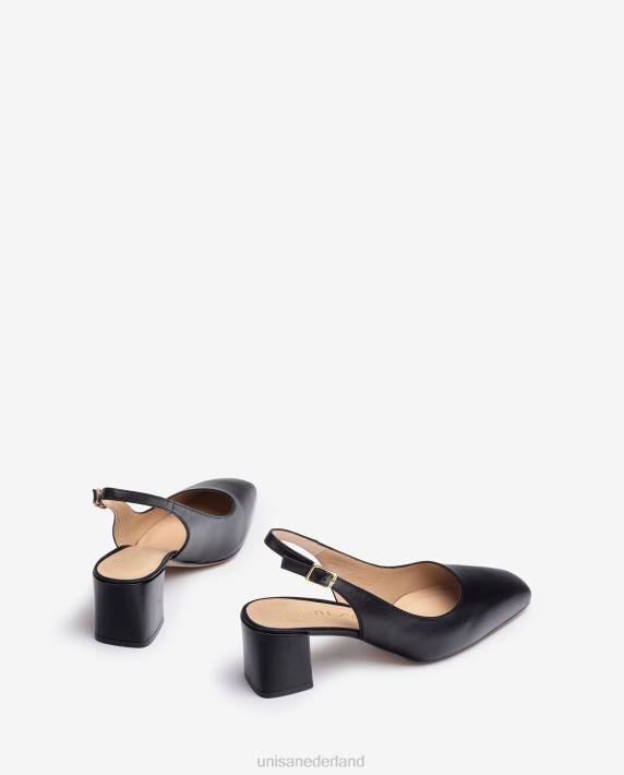 Unisa 02B0495 sling terug met een brede hak vrouwen zwart