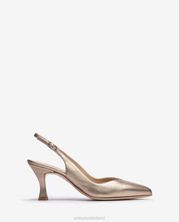 Unisa 02B0504 d'orsay slingback schoen met enkelbandje en geverfde hak vrouwen bronzen