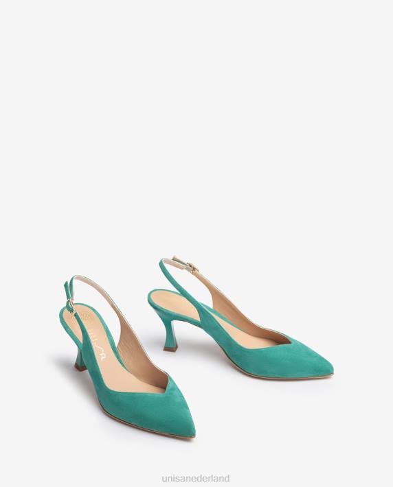 Unisa 02B0506 d'orsay slingback schoen met enkelbandje en geverfde hak vrouwen groente