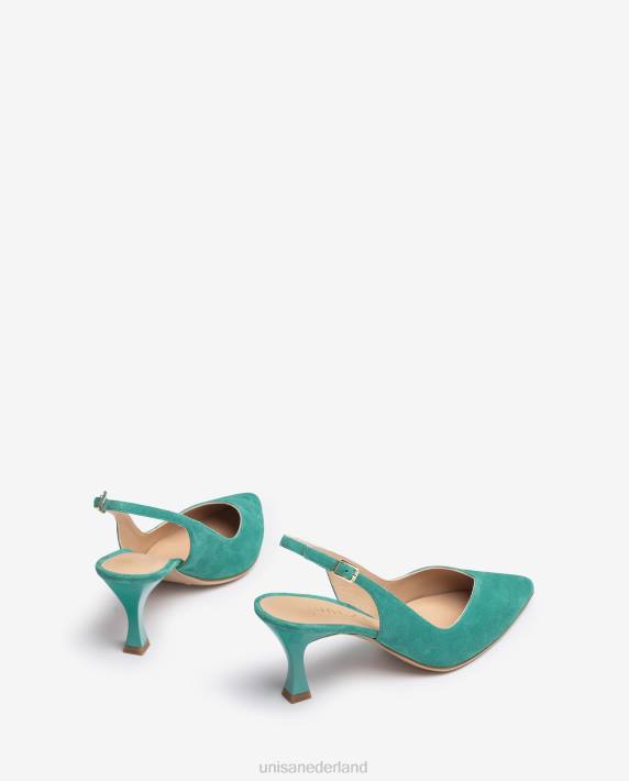 Unisa 02B0506 d'orsay slingback schoen met enkelbandje en geverfde hak vrouwen groente