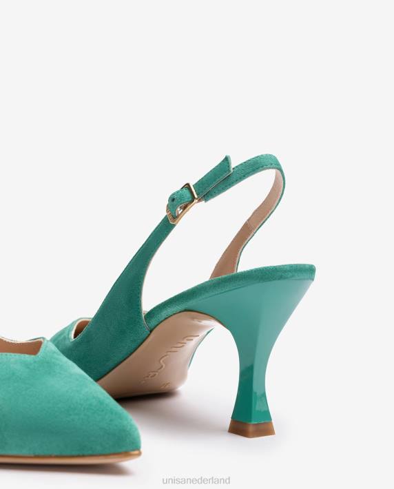 Unisa 02B0506 d'orsay slingback schoen met enkelbandje en geverfde hak vrouwen groente