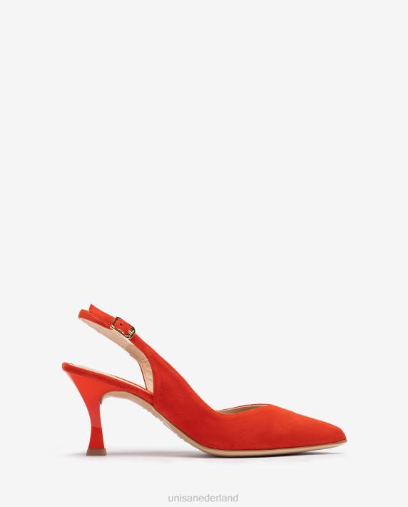 Unisa 02B0511 d'orsay slingback schoen met enkelbandje en geverfde hak vrouwen rood