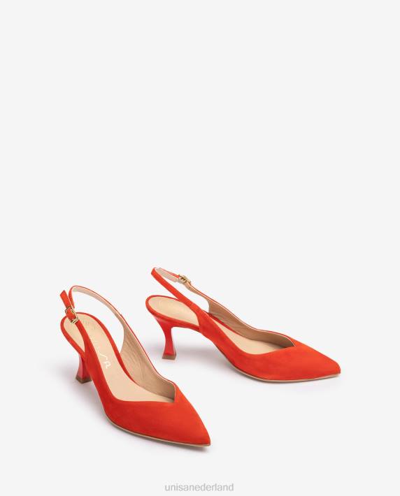 Unisa 02B0511 d'orsay slingback schoen met enkelbandje en geverfde hak vrouwen rood