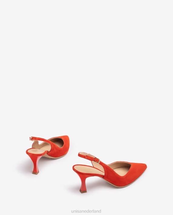 Unisa 02B0511 d'orsay slingback schoen met enkelbandje en geverfde hak vrouwen rood