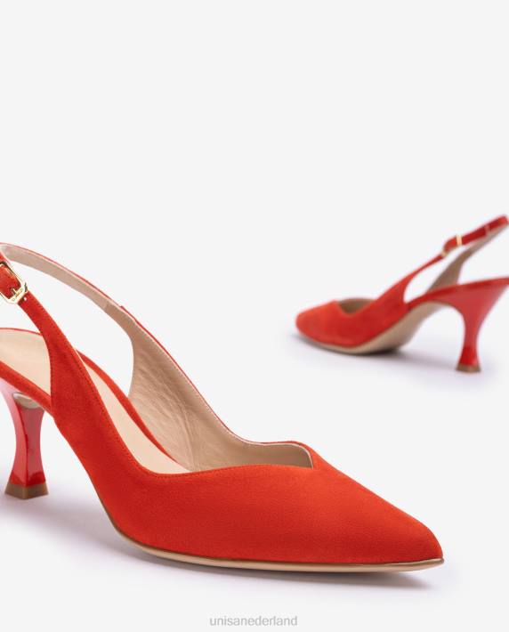 Unisa 02B0511 d'orsay slingback schoen met enkelbandje en geverfde hak vrouwen rood