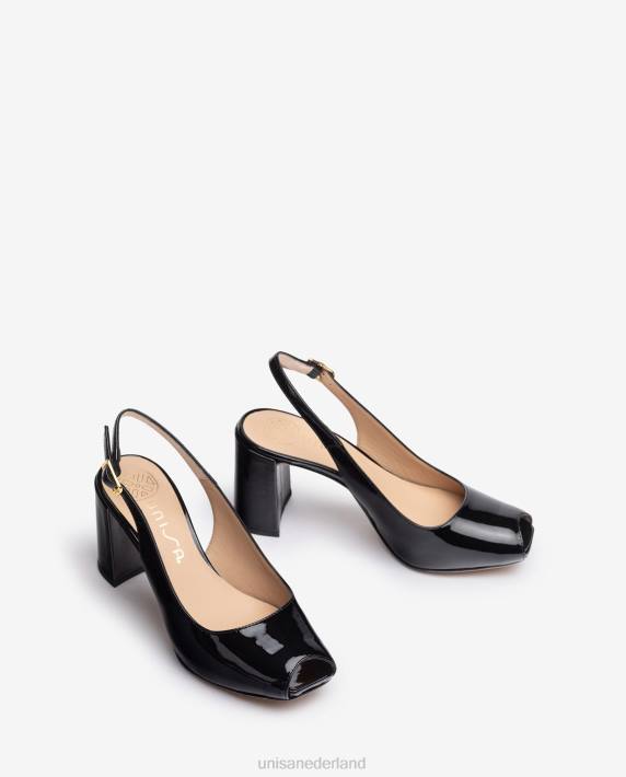 Unisa 02B0524 vierkante peep toe sling terug vrouwen zwart