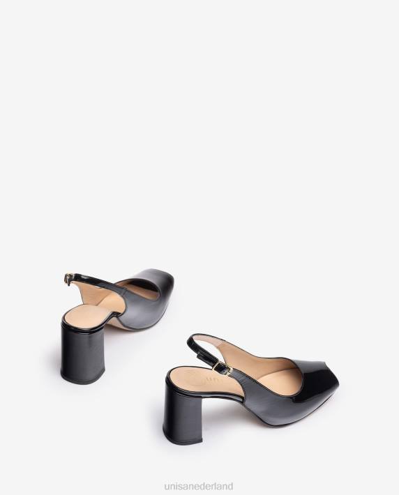 Unisa 02B0524 vierkante peep toe sling terug vrouwen zwart
