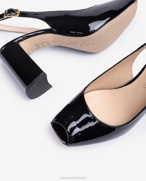 Unisa 02B0524 vierkante peep toe sling terug vrouwen zwart