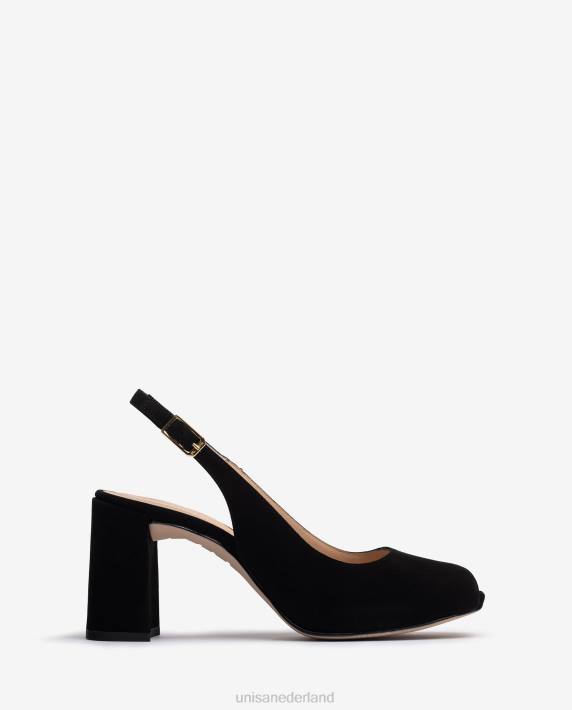 Unisa 02B0525 vierkante peep toe sling terug vrouwen zwart