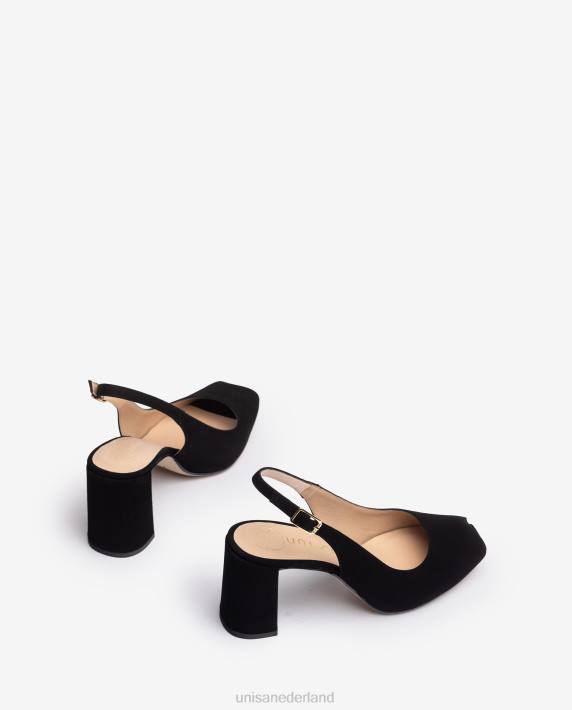 Unisa 02B0525 vierkante peep toe sling terug vrouwen zwart