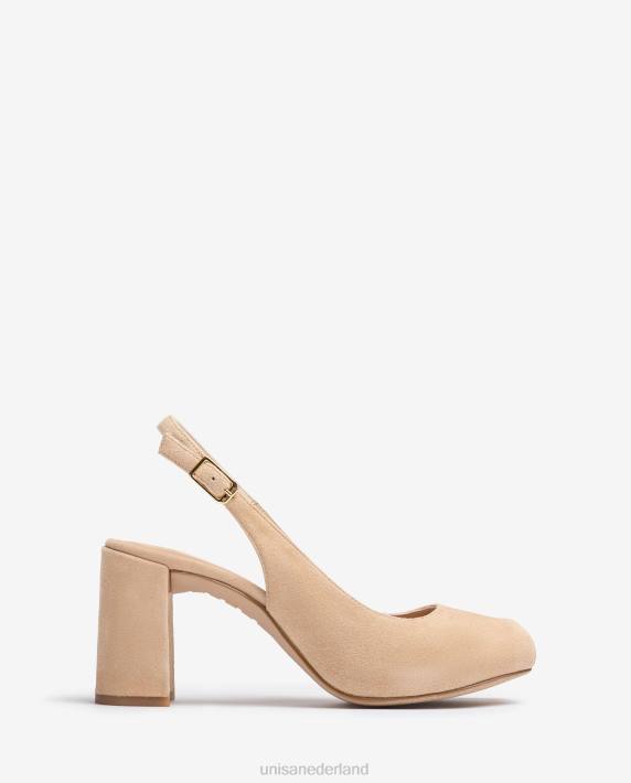Unisa 02B0527 vierkante peep toe sling terug vrouwen beige