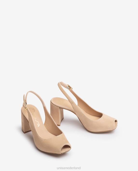 Unisa 02B0527 vierkante peep toe sling terug vrouwen beige