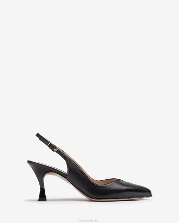 Unisa 02B0530 d'orsay slingback schoen met enkelbandje en geverfde hak vrouwen zwart