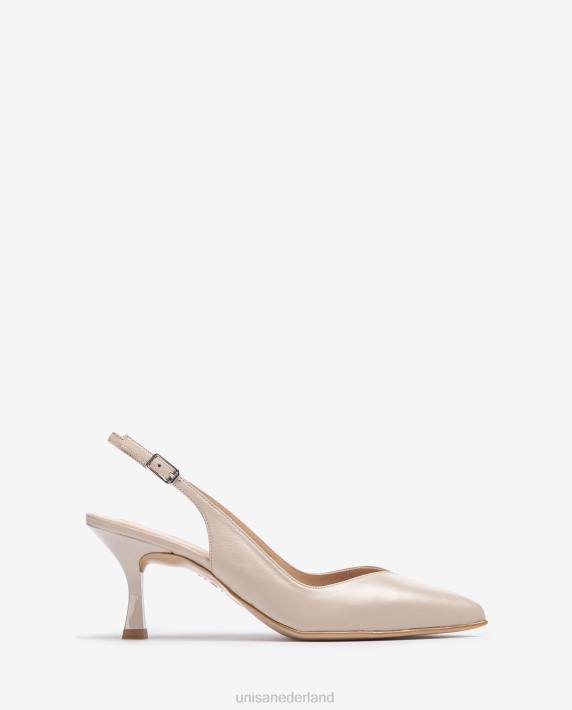 Unisa 02B0531 d'orsay slingback schoen met enkelbandje en geverfde hak vrouwen beige