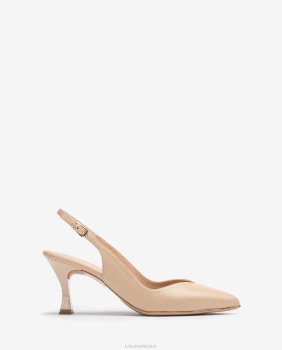 Unisa 02B0532 d'orsay slingback schoen met enkelbandje en geverfde hak vrouwen beige