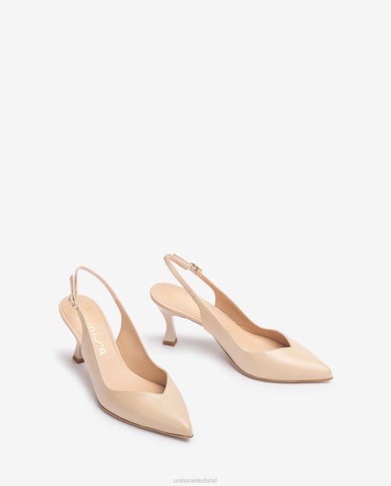 Unisa 02B0532 d'orsay slingback schoen met enkelbandje en geverfde hak vrouwen beige