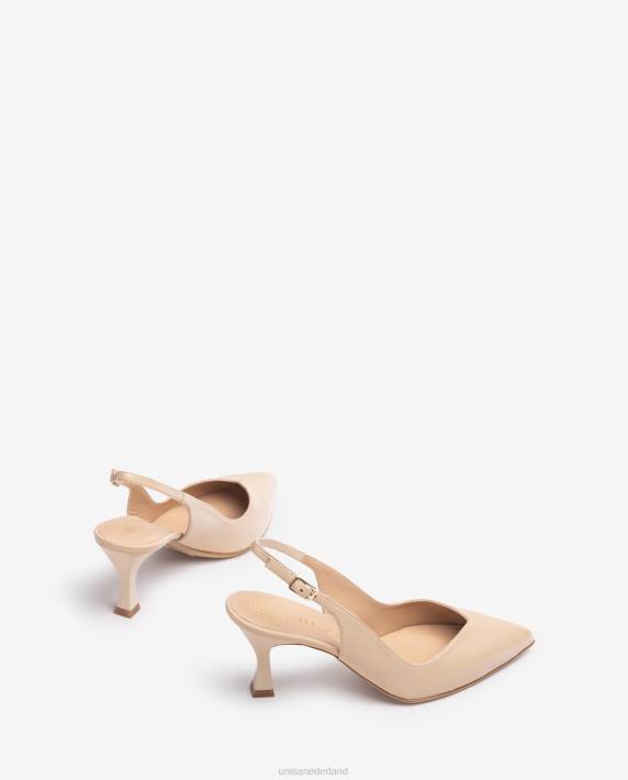 Unisa 02B0532 d'orsay slingback schoen met enkelbandje en geverfde hak vrouwen beige