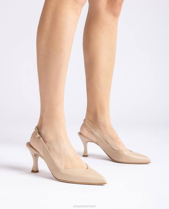Unisa 02B0532 d'orsay slingback schoen met enkelbandje en geverfde hak vrouwen beige