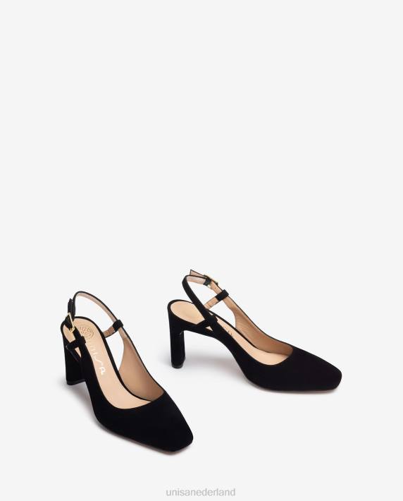 Unisa 02B0535 vierkante teen sling terug vrouwen zwart