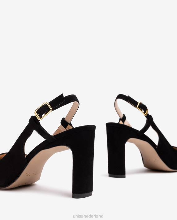 Unisa 02B0535 vierkante teen sling terug vrouwen zwart