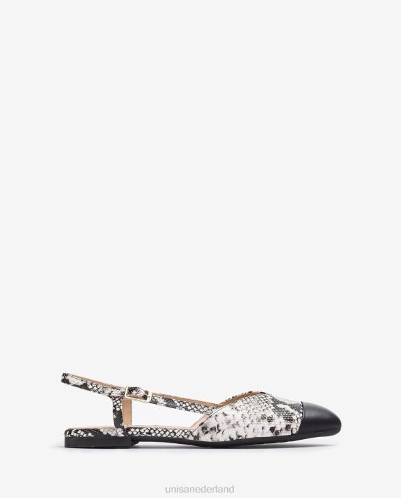 Unisa 02B0537 tweekleurige platte slingback schoen vrouwen bevallig