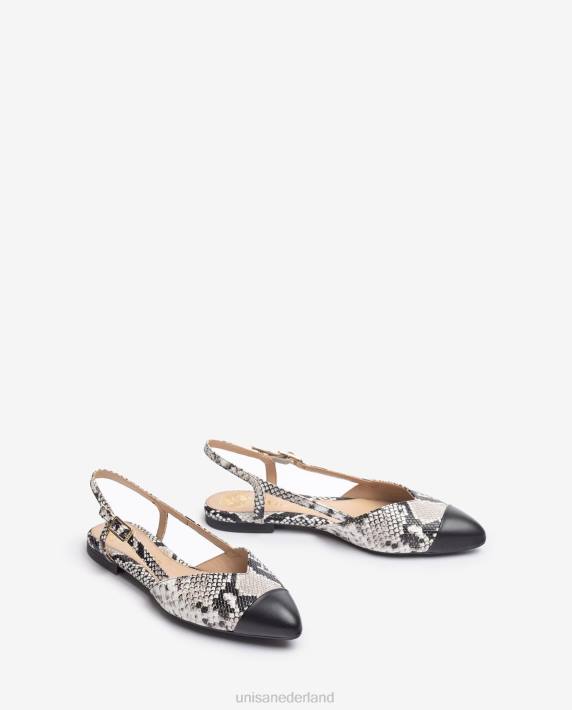 Unisa 02B0537 tweekleurige platte slingback schoen vrouwen bevallig