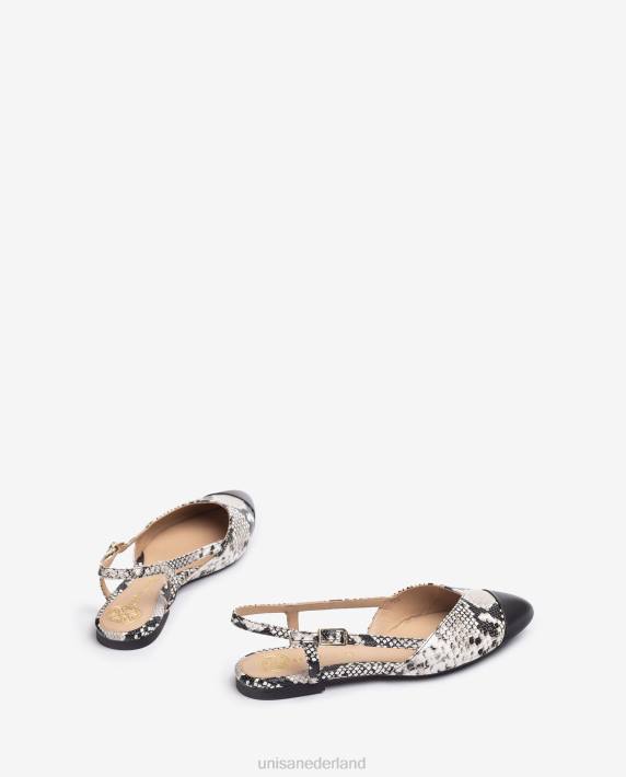 Unisa 02B0537 tweekleurige platte slingback schoen vrouwen bevallig