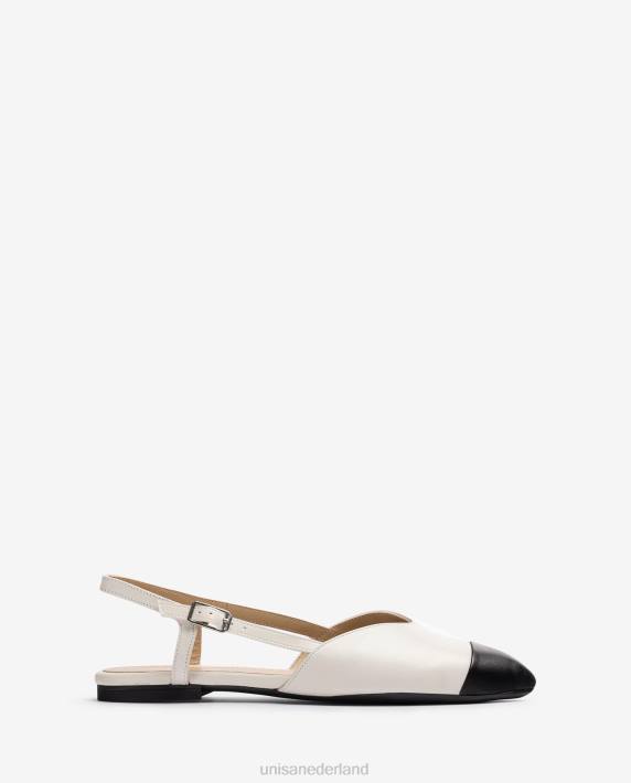 Unisa 02B0542 tweekleurige platte slingback schoen vrouwen wit