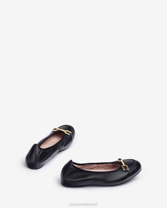 Unisa 02B01266 ballerinaschoen met bies vrouwen zwart