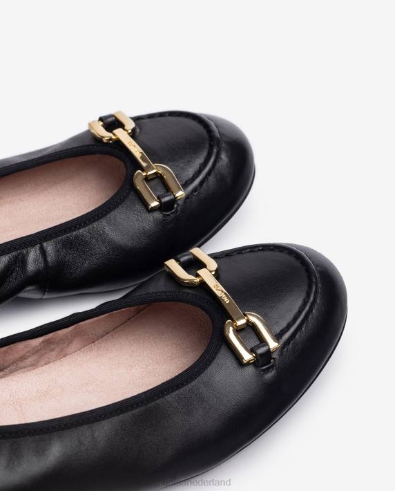 Unisa 02B01266 ballerinaschoen met bies vrouwen zwart