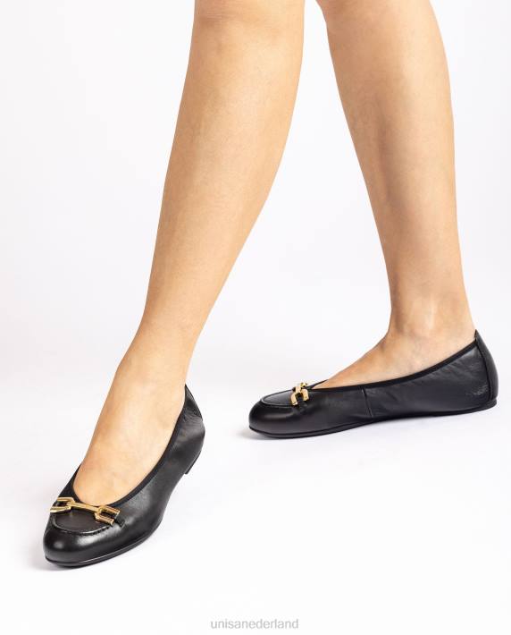 Unisa 02B01266 ballerinaschoen met bies vrouwen zwart