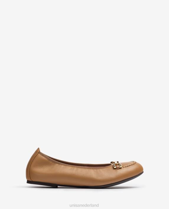 Unisa 02B01267 ballerinaschoen met bies vrouwen bruin