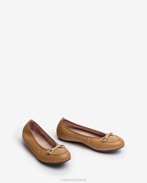 Unisa 02B01267 ballerinaschoen met bies vrouwen bruin
