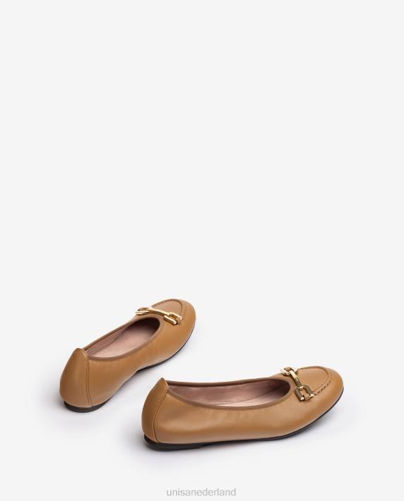 Unisa 02B01267 ballerinaschoen met bies vrouwen bruin