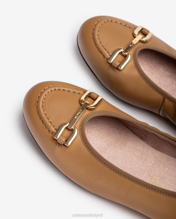 Unisa 02B01267 ballerinaschoen met bies vrouwen bruin