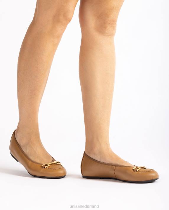 Unisa 02B01267 ballerinaschoen met bies vrouwen bruin