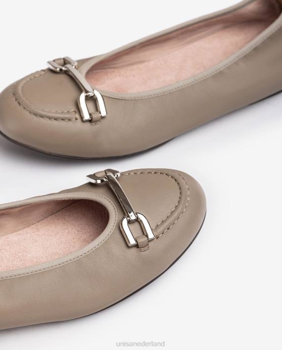 Unisa 02B01268 ballerinaschoen met bies vrouwen bruin