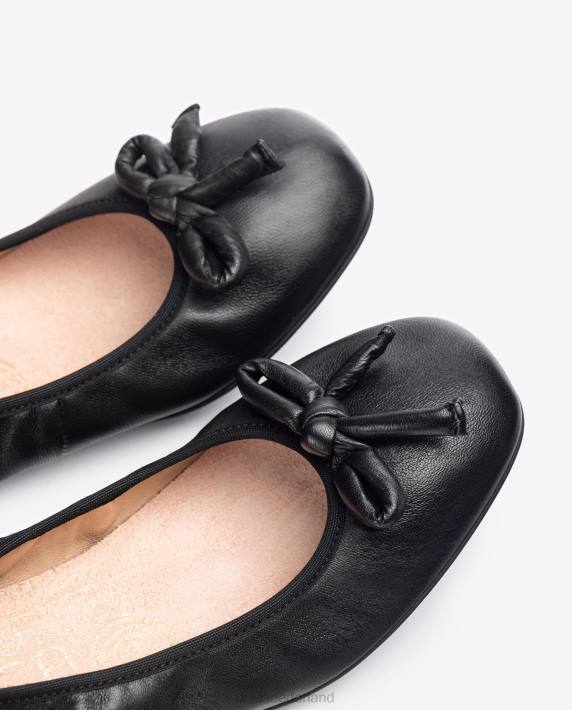 Unisa 02B0643 leren ballerina met strik vrouwen zwart