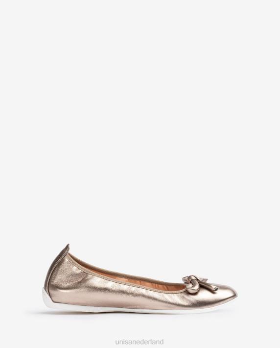 Unisa 02B0644 Ballerina met metallic effect en strik vrouwen bronzen