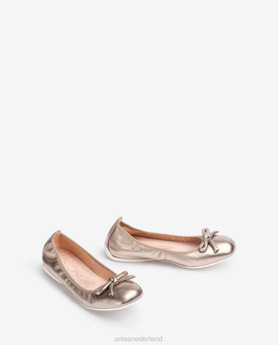 Unisa 02B0644 Ballerina met metallic effect en strik vrouwen bronzen